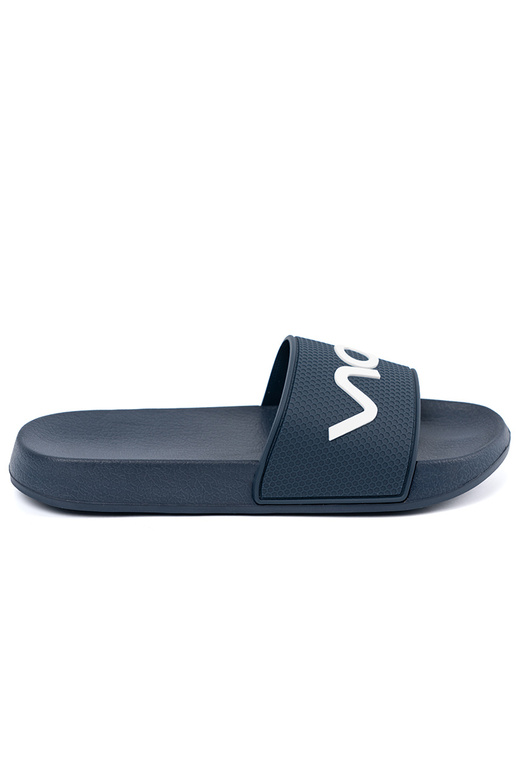 tmavomodrá papuče s nápisom