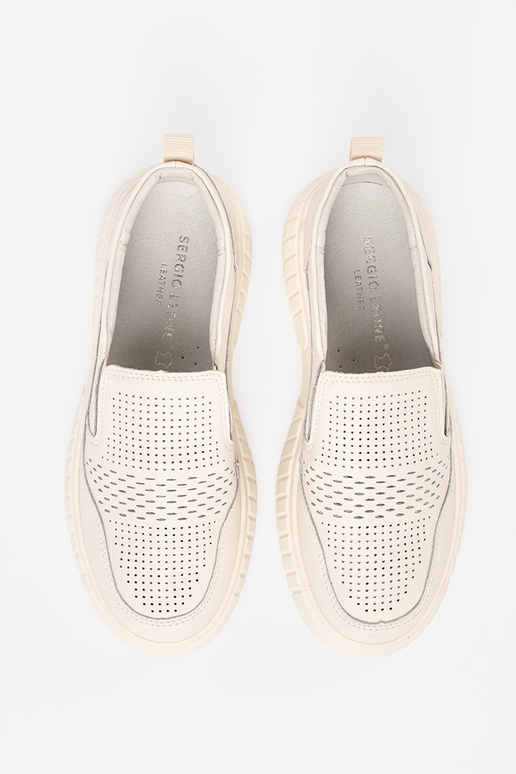 topánky Kožené s platformou beż