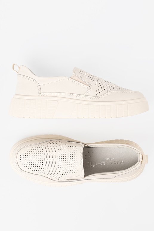 topánky Kožené s platformou beż