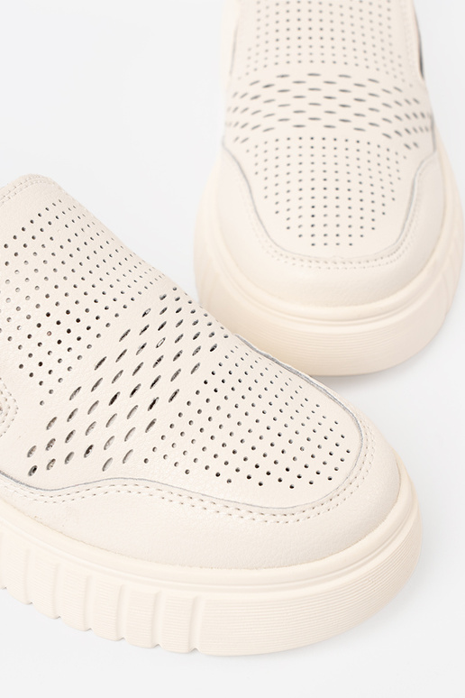 topánky Kožené s platformou beż