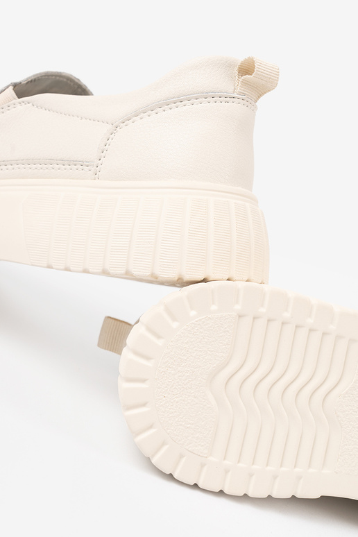 topánky Kožené s platformou beż