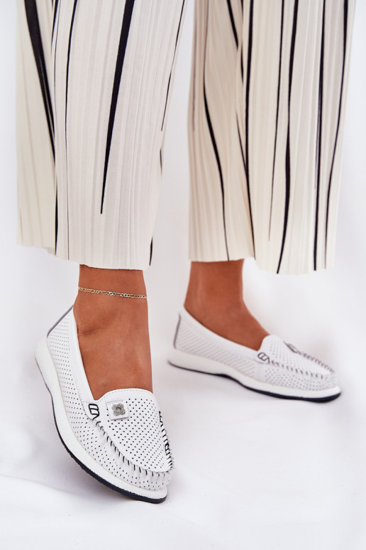 Kožené dámske mokasíny S.Barski LR51-673 biela farba