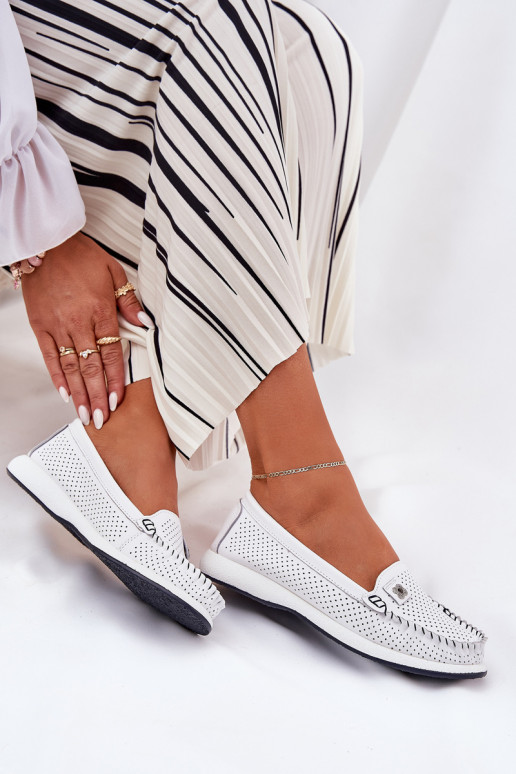 Kožené dámske mokasíny S.Barski LR51-673 biela farba