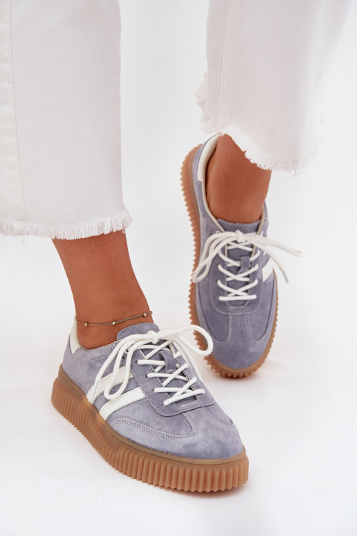 zo semišu Tenisky model obuvi Dámske s platformou Modrá Venera