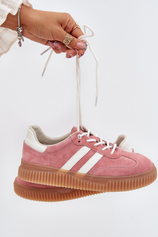 zo semišu Tenisky model obuvi Dámske s platformou Ružová Venera