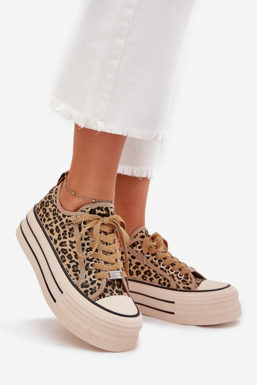 Bežná obuv s platformou so vzormi leopardej kožušiny Márinae