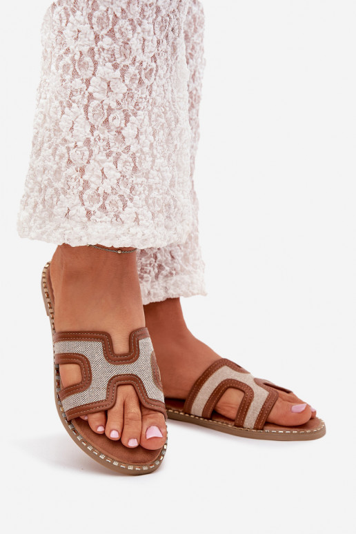 Dámske papuče so širokými podpätkami Hnedá farba Vereya