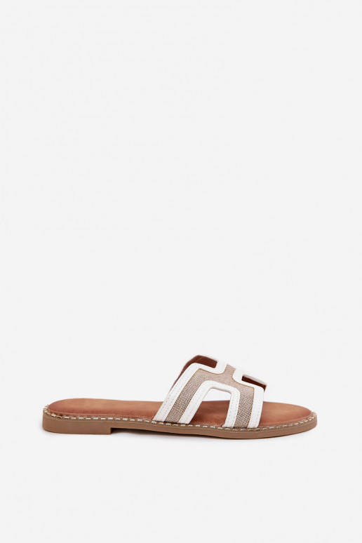 Dámske papuče so širokými podpätkami biela farba Vereya