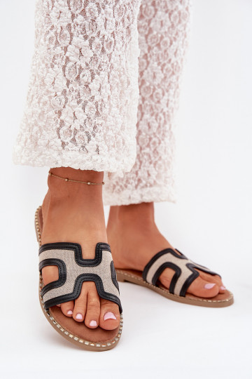 Dámske papuče so širokými podpätkami čierna Vereya