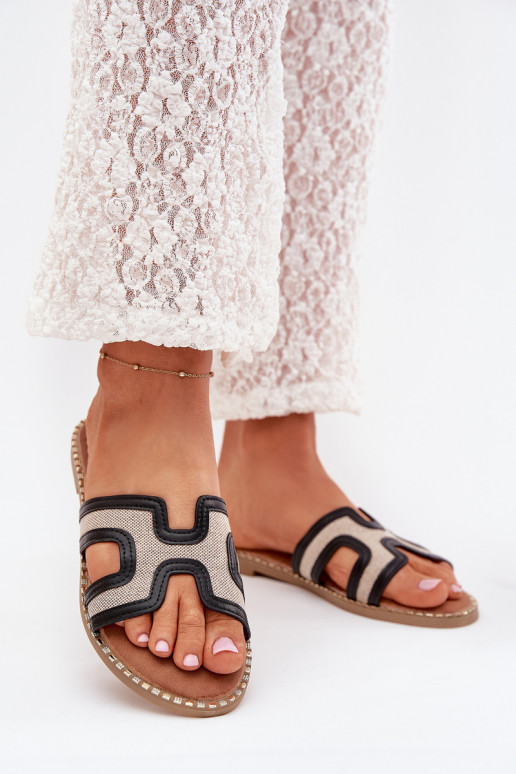 Dámske papuče so širokými podpätkami čierna Vereya