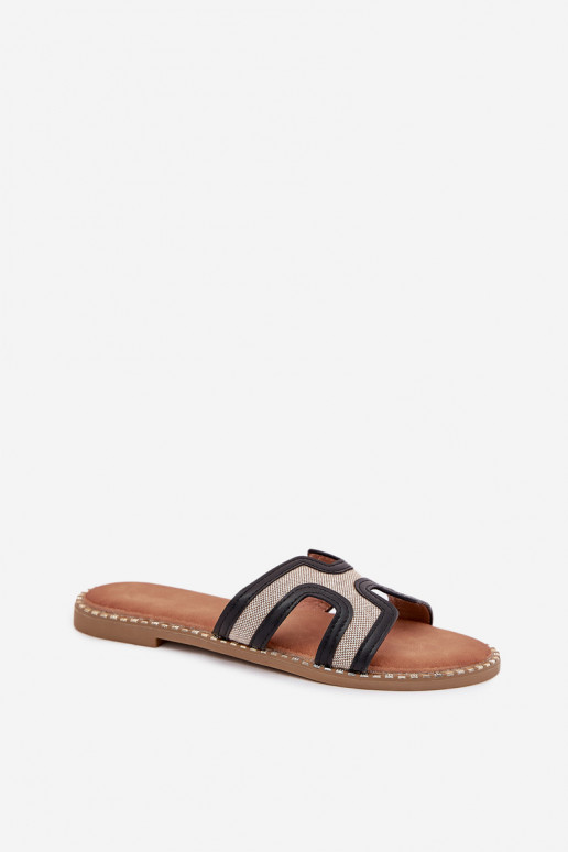 Dámske papuče so širokými podpätkami čierna Vereya