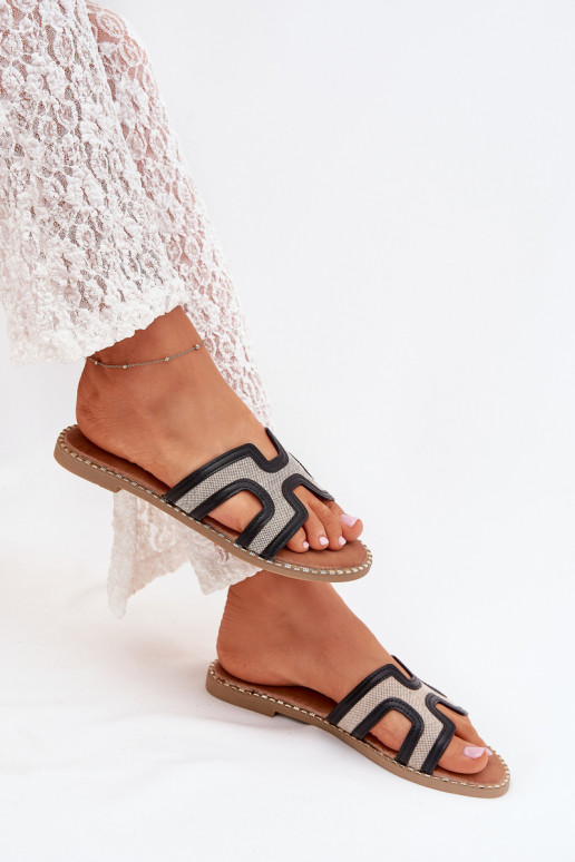 Dámske papuče so širokými podpätkami čierna Vereya