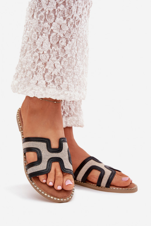 Dámske papuče so širokými podpätkami čierna Vereya