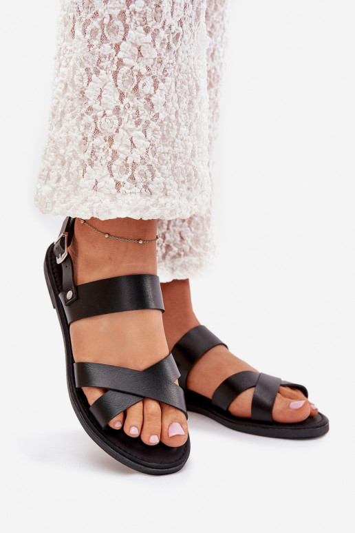 Sandále pre ženy z eko kože čierna Kalira