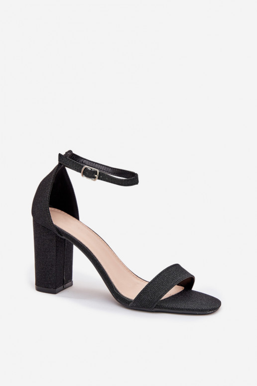 Lesk Dámske sandále na vysokom opätku čierna Kavina