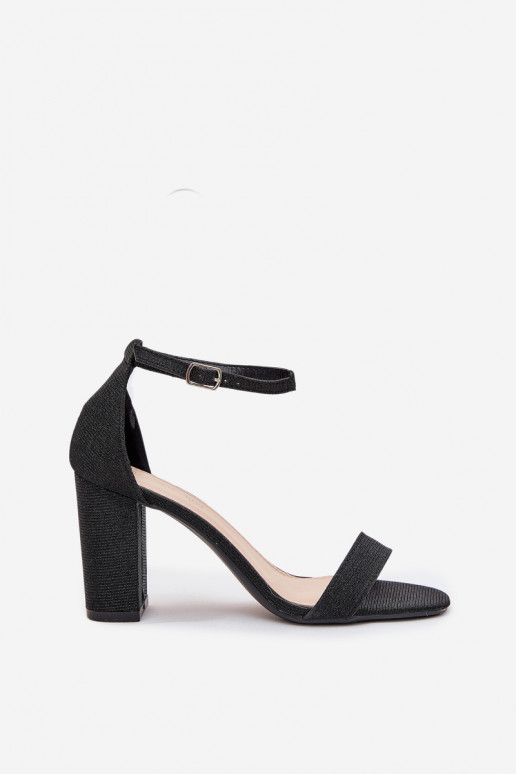 Lesk Dámske sandále na vysokom opätku čierna Kavina