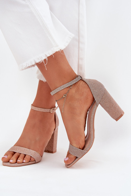 Lesk Dámske sandále na vysokom opätku farba ružového zlata Kavina