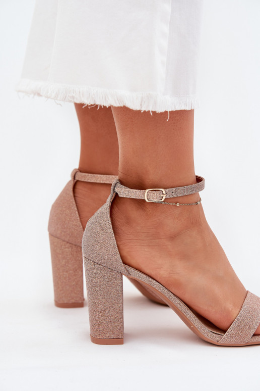 Lesk Dámske sandále na vysokom opätku farba ružového zlata Kavina