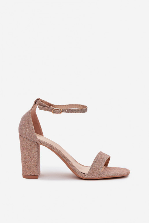 Lesk Dámske sandále na vysokom opätku farba ružového zlata Kavina