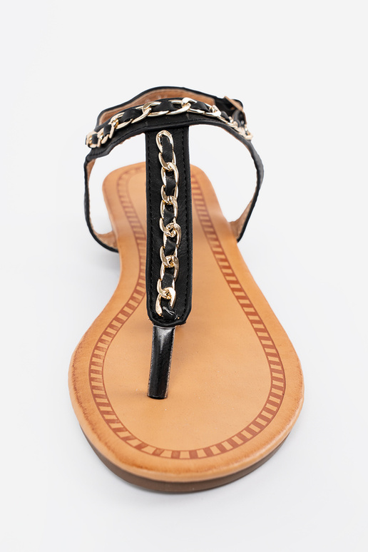 sandále z ozdobnym łańcuszkiem plochý
