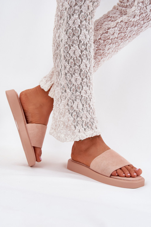 Dámske papuče s platformou Z z eko semišuu Ružová Jorina