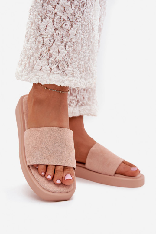 Dámske papuče s platformou Z z eko semišuu Ružová Jorina