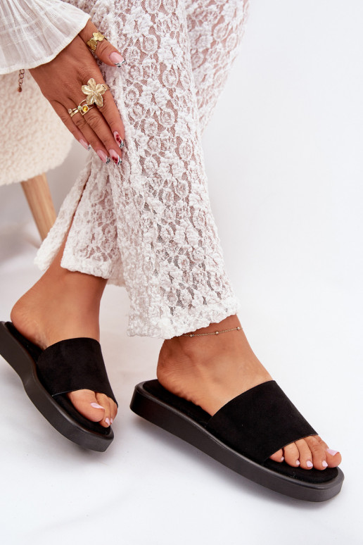 Dámske papuče s platformou Z z eko semišuu čierna Jorina