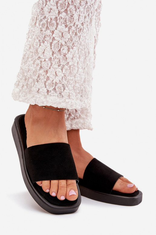 Dámske papuče s platformou Z z eko semišuu čierna Jorina