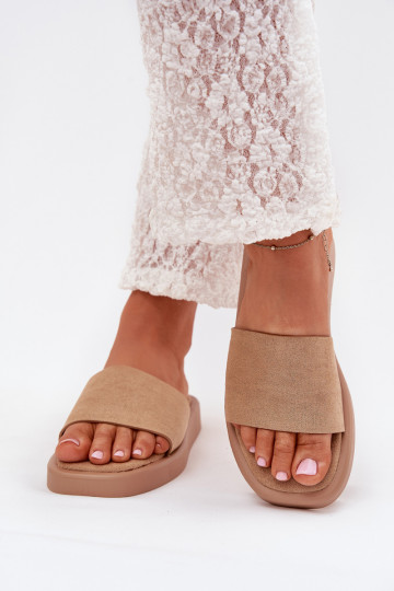 Dámske papuče s platformou Z z eko semišuu béžová Jorina 2