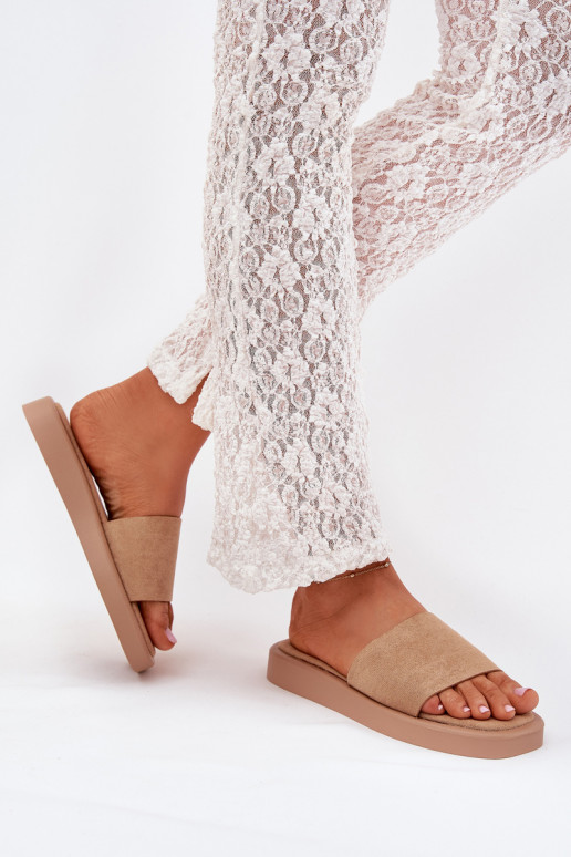 Dámske papuče s platformou Z z eko semišuu béžová Jorina