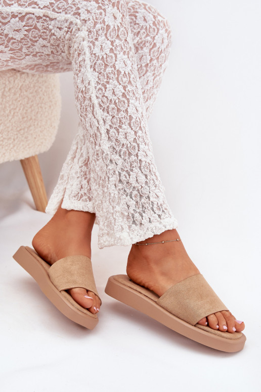 Dámske papuče s platformou Z z eko semišuu béžová Jorina