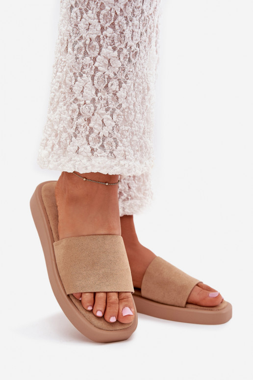 Dámske papuče s platformou Z z eko semišuu béžová Jorina
