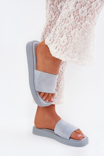 Dámske papuče s platformou Z z eko semišuu Svetlo modrá Jorina