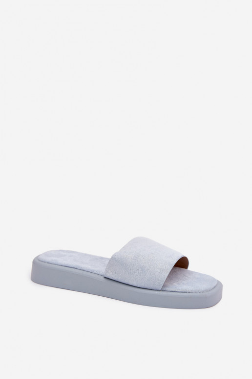 Dámske papuče s platformou Z z eko semišuu Svetlo modrá Jorina