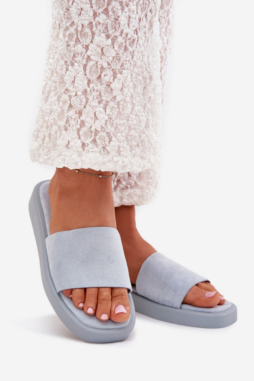 Dámske papuče s platformou Z z eko semišuu Svetlo modrá Jorina