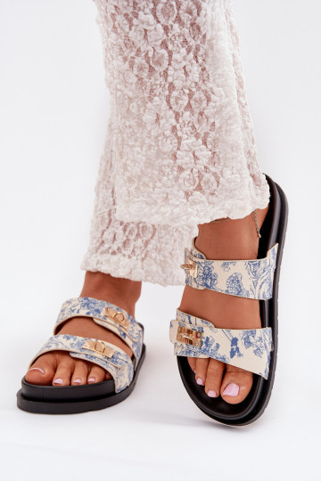 Vzorované Dámske papuče s platformou Modrá Sorina
