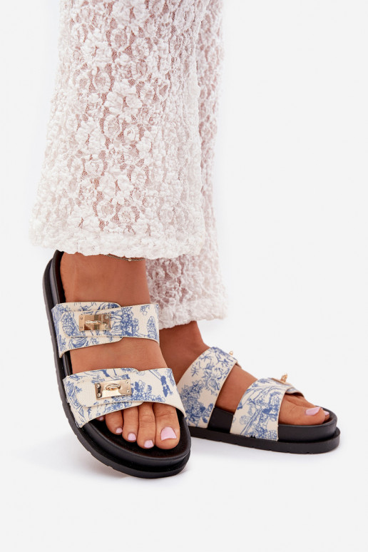 Vzorované Dámske papuče s platformou Modrá Sorina