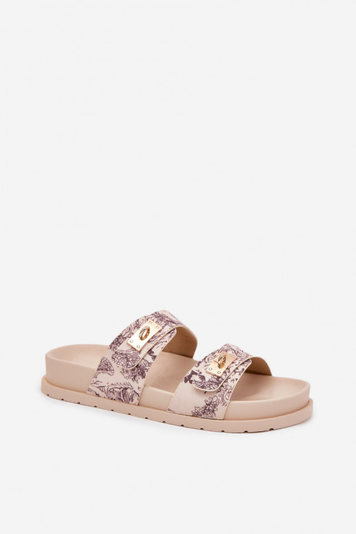 Vzorované Dámske papuče s platformou béžová Sorina