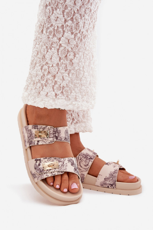 Vzorované Dámske papuče s platformou béžová Sorina