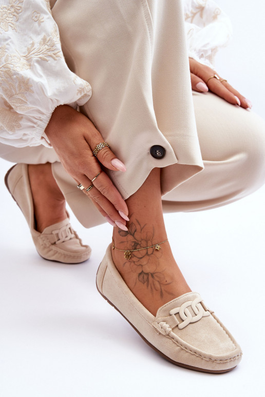 Semišové mokasíny béžovej farby Rabell