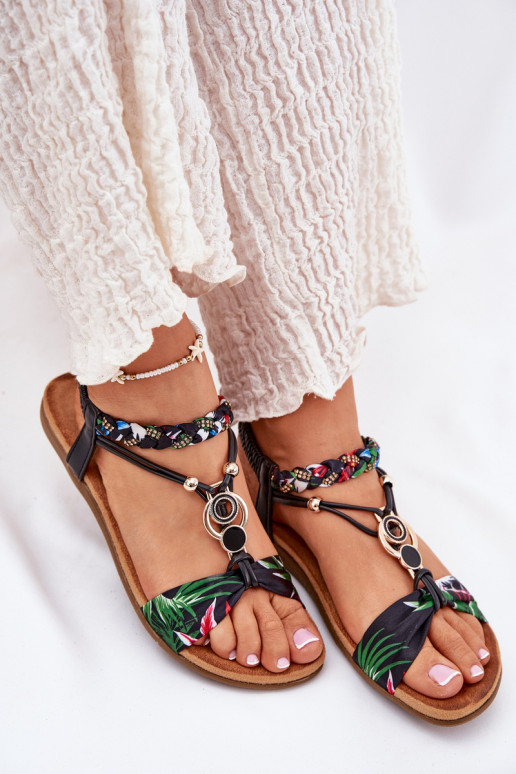 Sandále pre ženy Z Plecionymi Pruhyem A Dekorácia Artiker 56C1318 čierna