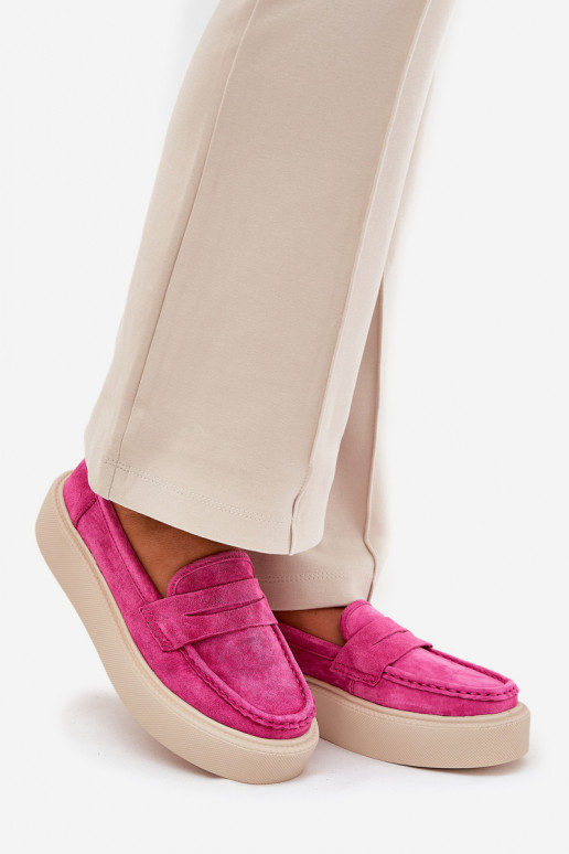 Dámske mokasíny z semišu s platformou Vinceza 79535 ružové