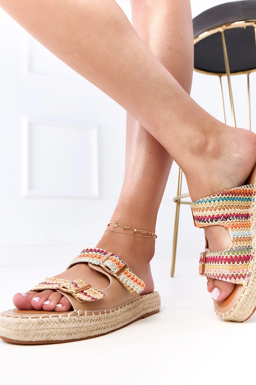 Modré háčkované šľapky s...