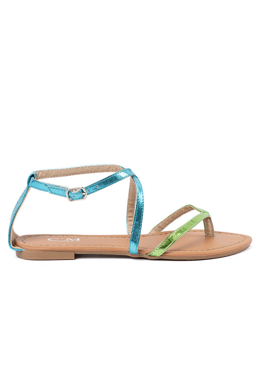 rovná sa sandále z zielono Modrámi paseczkami