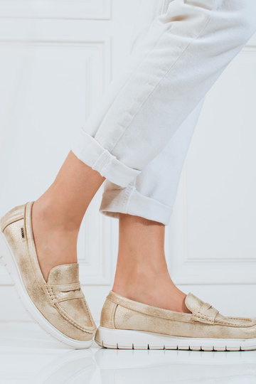 Dámske mokasíny zlatá s flexibilnou podrážkou 2