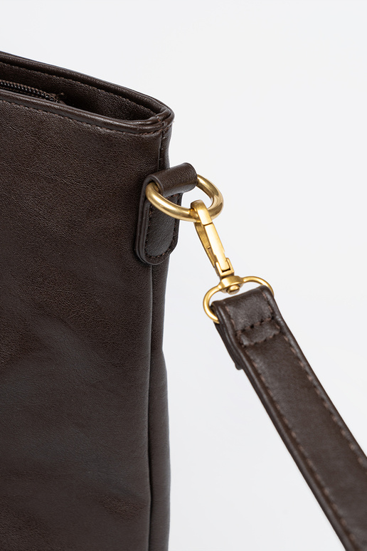 Tmavohnedá Kabelka ze zlatámi elementami