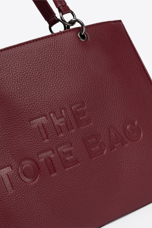 bordová Kabelka typu tote z tłoczonym napisem