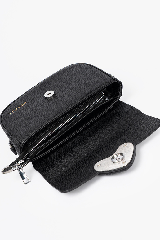 Kobieca Kabelka čierna z dekoracyjnym zapięciem