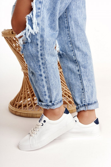 Tenisky z pravej kože BIG STAR BB274211 biela a tmavomodrá