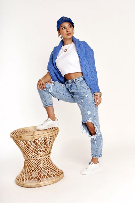 Tenisky z pravej kože BIG STAR BB274211 biela a tmavomodrá